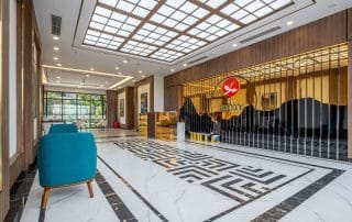Khu vực sảnh lễ tân của tòa căn hộ R1.01 The Zenpark dự án Vinhomes Ocean Park.