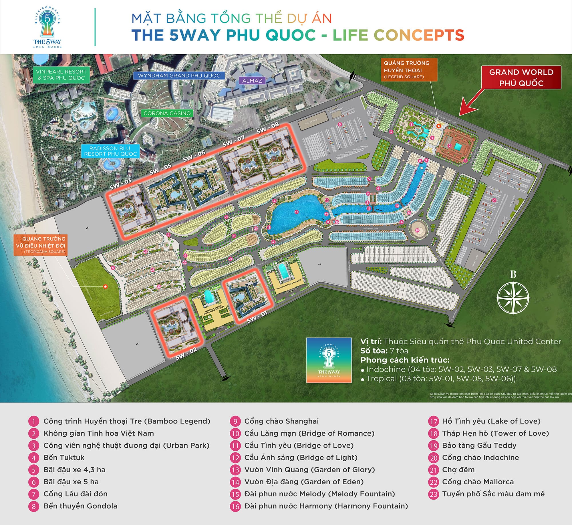 Mặt bằng tổng thể dự án The 5Way Phú Quốc Life Concepts.