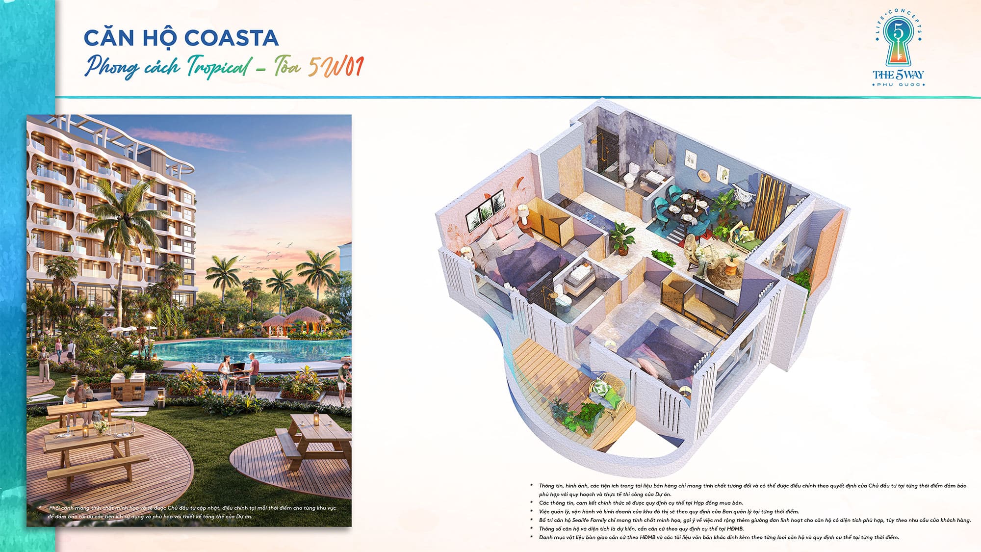 Layout bóc mái căn hộ Coasta, Tòa 5W01 phong cách Tropical thuộc dự án The 5Way - Life Concepts.