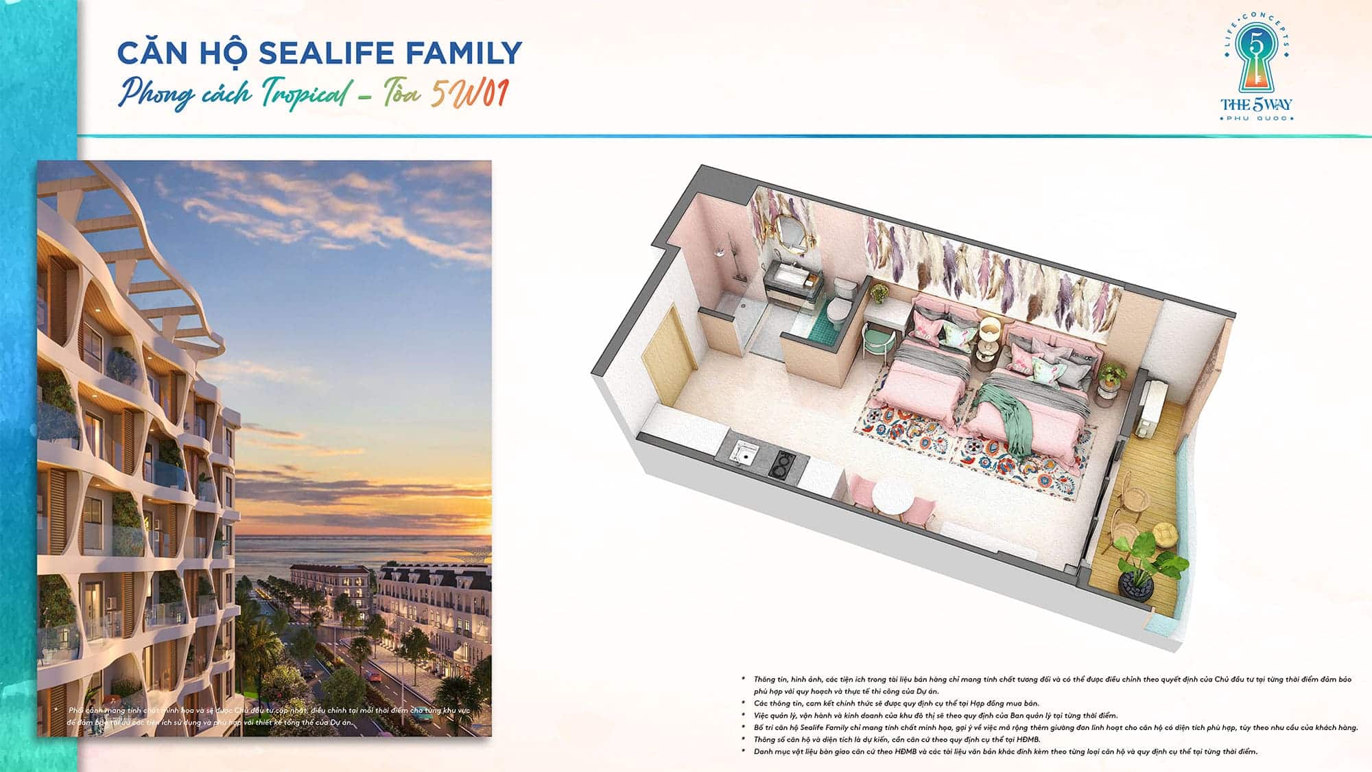 Layout bóc mái căn hộ Sealife Family, Tòa 5W01 phong cách Tropical thuộc dự án The 5Way - Life Concepts.