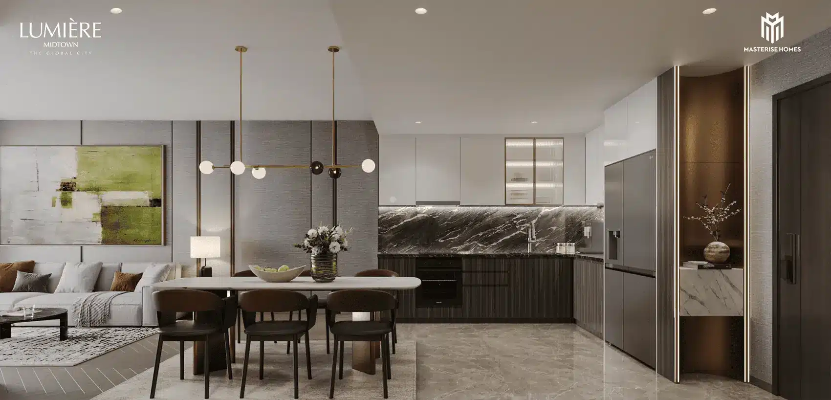 Không gian nội thất tinh tế và đẳng cấp tại LUMIÈRE Midtown, kiến tạo sự sang trọng và tiện nghi cho cuộc sống.
