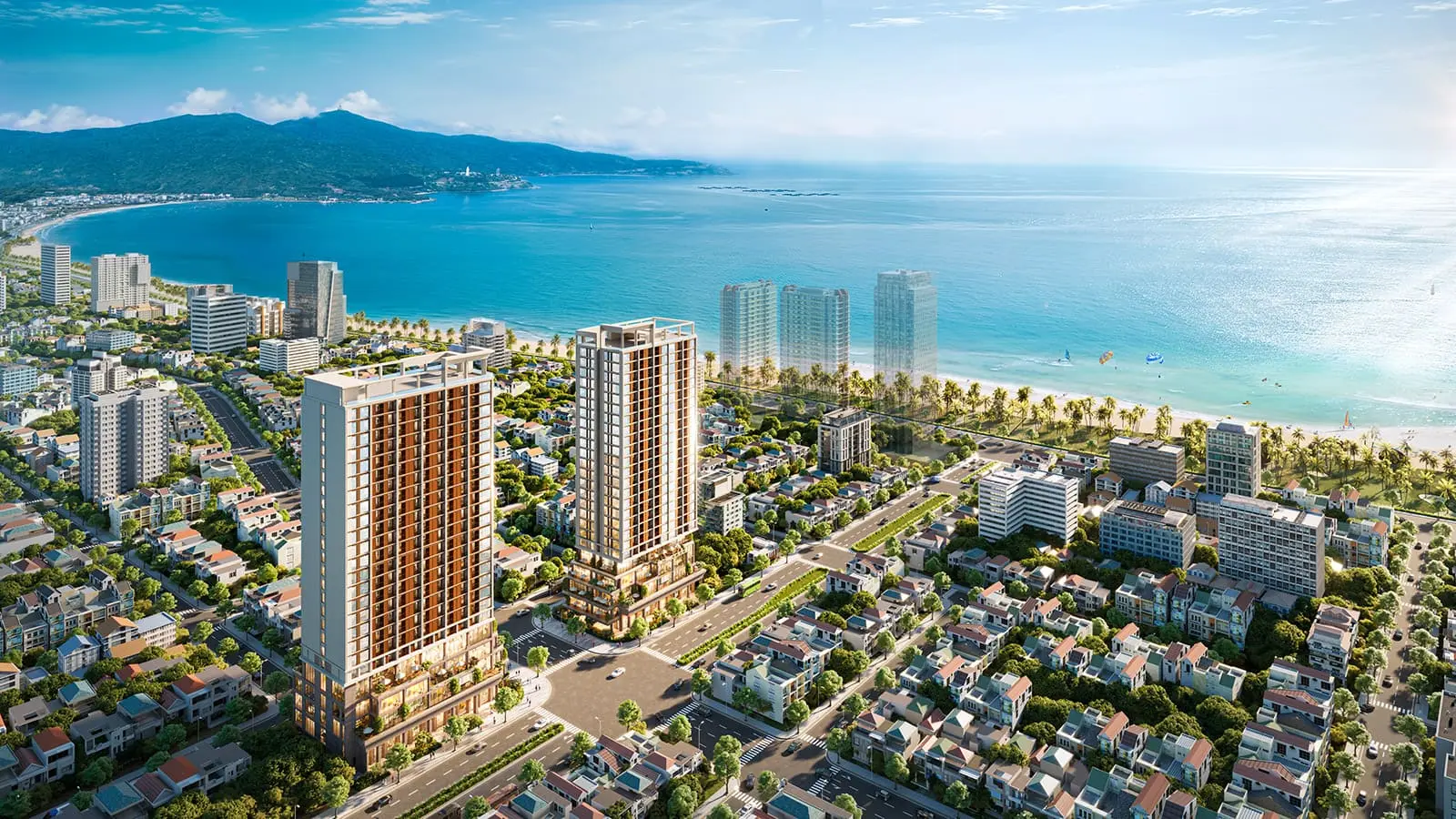Phối cảnh dự án Sun Costa Residences Đà Nẵng với vị trí đắc địa gần biển Mỹ Khê.