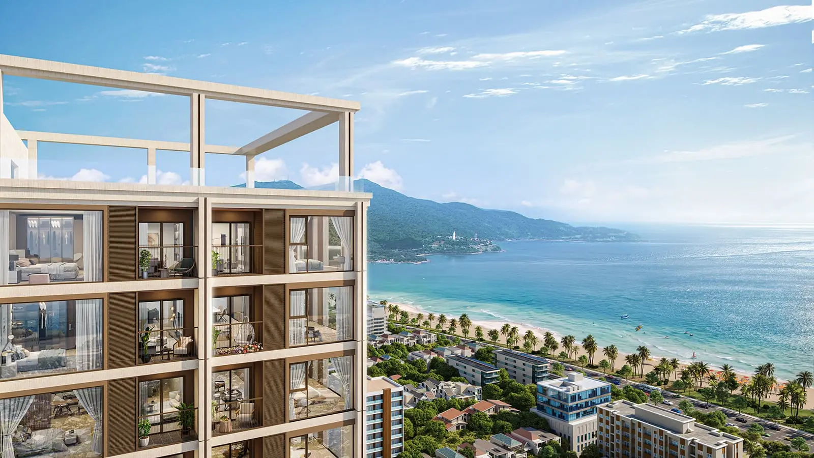 Sun Costa Residences Đà Nẵng sở hữu vị trí tuyệt đẹp nhìn ra biển Mỹ Khê, mang đến không gian sống hòa mình với thiên nhiên.